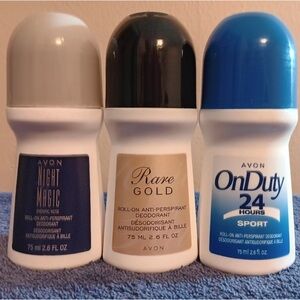 Avon Night Magic, Rare Gold, and On Duty 24 hr sport Deodorant Set